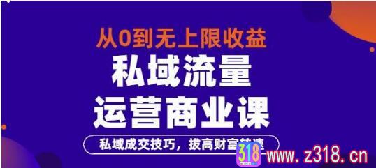 从0到无上限收益的《私域流量运营商业课》私域成交技巧 拔高财富转速