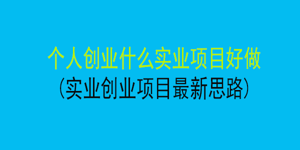 个人创业什么实业项目好做(实业创业项目最新思路)